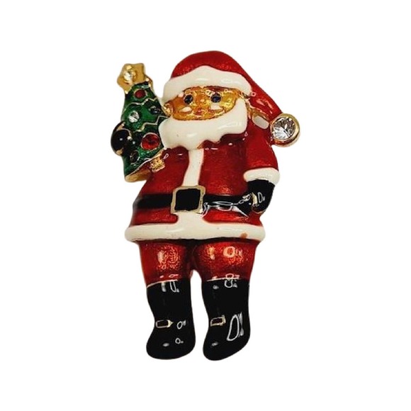 Christopher Radko Enamel Santa Claus Christmas Brooch Pin - Picture 1 of 8